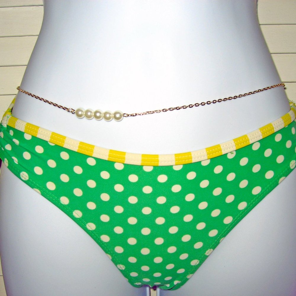 Gold Plated Bikini Waist PEARL Belly Chain _ BC-06